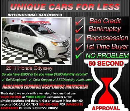 2011 Honda Odyssey * Bad Credit ? W/ $1500 Mo. Income OR $500 Down -... for sale in Lombard, IL