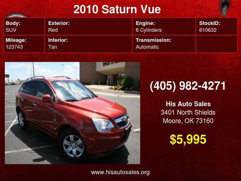 2010 Saturn Vue FWD 4dr V6 XR w/1SL - - by dealer for sale in MOORE, OK