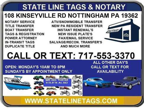 TITLE - TAGS - NOTARY for sale in Nottingham, PA