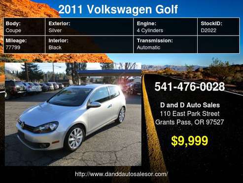 2011 Volkswagen Golf 2dr HB DSG TDI D AND D AUTO - cars & trucks -... for sale in Grants Pass, OR