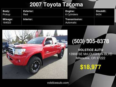 2007 Toyota Tacoma 4X4 Access V6 BRIGHT RED 164K SUPER SHARP MUST for sale in Milwaukie, OR