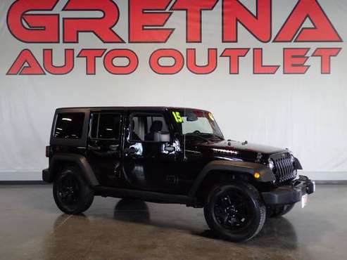 2015 Jeep Wrangler Unlimited 4x4 Willys Wheeler Edition 4dr SUV, Black for sale in Gretna, NE