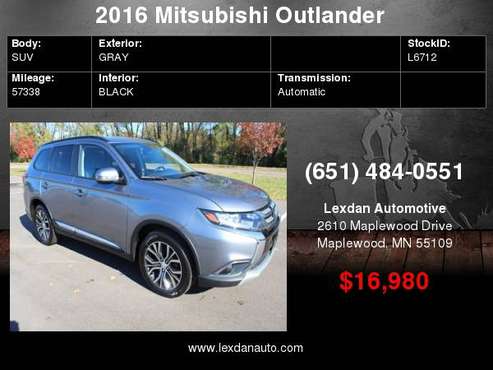 2016 Mitsubishi Outlander SEL W/NAVIGATION LEATHER MOONROOF for sale in Maplewood, MN