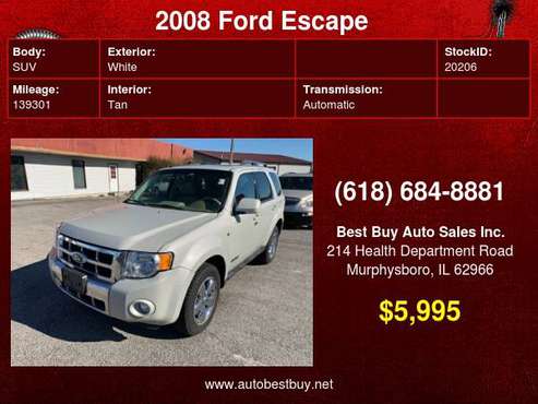 2008 Ford Escape Limited AWD 4dr SUV Call for Steve or Dean - cars &... for sale in Murphysboro, IL