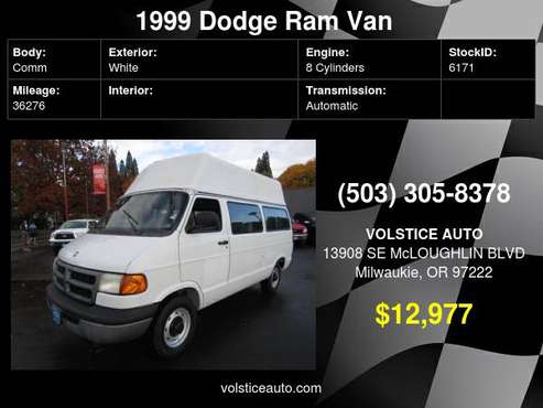 1999 Dodge Ram Van 2500 RAISED ROOF *WHITE* WHEELCHAIR LIFT 37K... for sale in Milwaukie, OR
