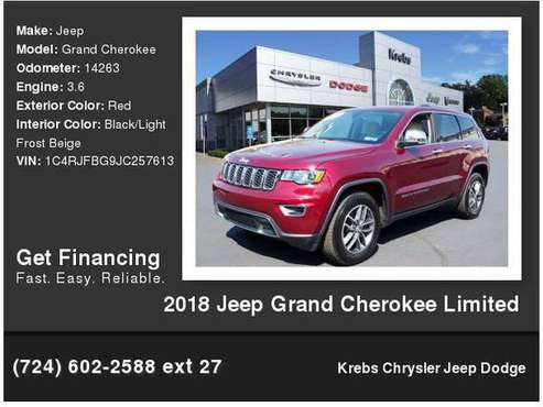 2018 Jeep Grand Cherokee Limited - - by dealer for sale in Gibsonia, PA