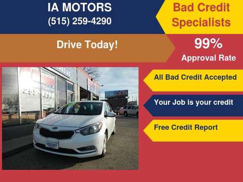 2016 KIA FORTE EX *FR $499 DOWN GUARANTEED FINANCE *EVERYONE IS... for sale in Des Moines, IA