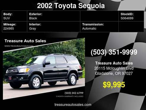 2002 TOYOTA SEQUOIA LIMITED 4X4 4DR SUV 4WD 2001 2003 2004 - cars &... for sale in Gladstone, OR
