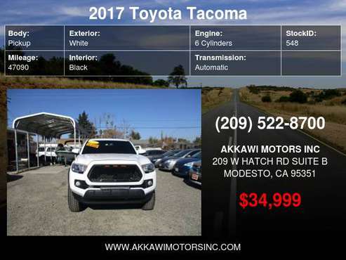 2017 Toyota Tacoma SR5 Double Cab 6' Bed V6 4x4 AT - cars & trucks -... for sale in Modesto, CA