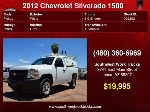2012 Chevrolet Silverado 1500 2WD Reg Cab Short Bed Work Truck for sale in mesa, TX