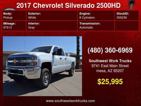 2017 Chevrolet Silverado 2500HD 2WD Double Cab Long Bed Work Truck -... for sale in mesa, TX
