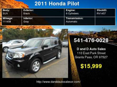 2011 Honda Pilot 4WD 4dr EX-L D AND D AUTO for sale in Grants Pass, OR