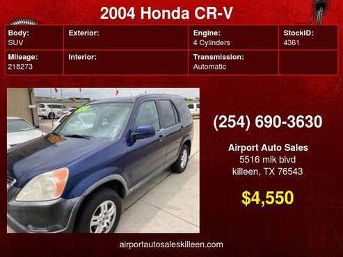 2004 Honda CR-V 4WD EX Auto AWD! We Buy Cars! - - by for sale in Killeen, TX