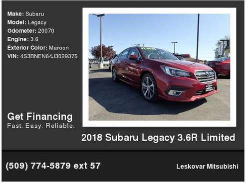 2018 Subaru Legacy 3 6R Limited - - by dealer for sale in Leskovar Mitsubishi, WA