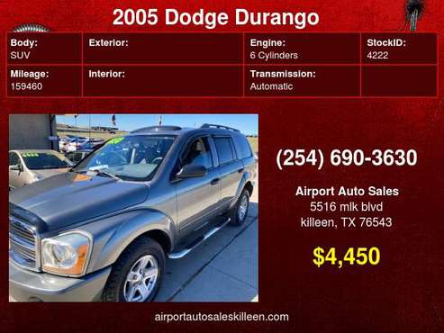 2005 Dodge Durango 4dr SLT 3rd Row! - cars & trucks - by dealer -... for sale in Killeen, TX