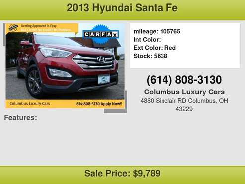 2013 HYUNDAI SANTA FE FWD 4DR SPORT $999 DownPayment with credit... for sale in Columbus, OH