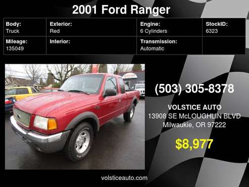 2001 Ford Ranger Supercab 3 0L 4X4 RED AUTO 135K SO NICE ! - cars for sale in Milwaukie, OR