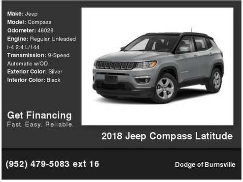 2018 Jeep Compass Latitude - cars & trucks - by dealer - vehicle... for sale in Burnsville, MN