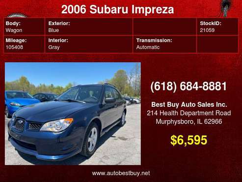 2006 Subaru Impreza 2 5 i AWD 4dr Wagon w/Automatic Call for Steve for sale in Murphysboro, IL