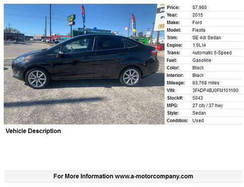 2015 FORD FIESTA SE - cars & trucks - by dealer - vehicle automotive... for sale in San Antonio, TX