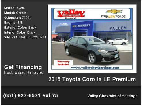 2015 Toyota Corolla LE Premium - cars & trucks - by dealer - vehicle... for sale in Hastings, MN