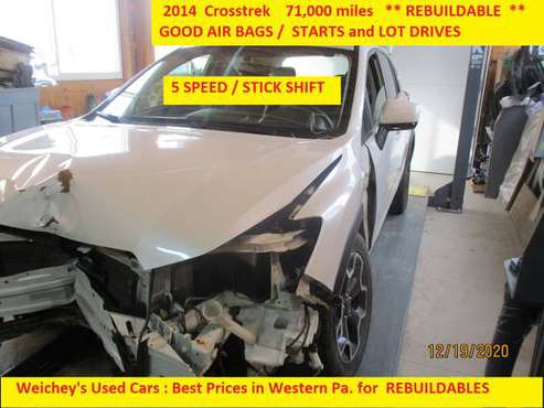 2014 Subaru Crosstrek 5 SPEED ON SALE Rebuildable - cars & for sale in Fenelton, PA