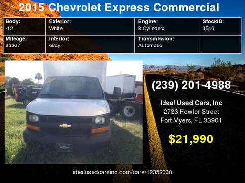 2015 Chevrolet Express Commercial Cutaway 3500 Van 177" with Cup... for sale in Fort Myers, FL