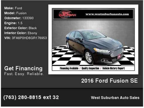 2016 Ford Fusion SE - cars & trucks - by dealer - vehicle automotive... for sale in Buffalo, MN