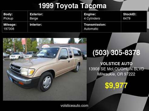 1999 Toyota Tacoma XtraCab AUTO GOLD 2 OWNER CANOPY - cars & for sale in Milwaukie, OR
