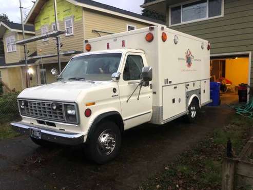 1980 Ford E350 Ambulance Stealth Camper/Tool Storage Truck - cars & for sale in Portland, OR