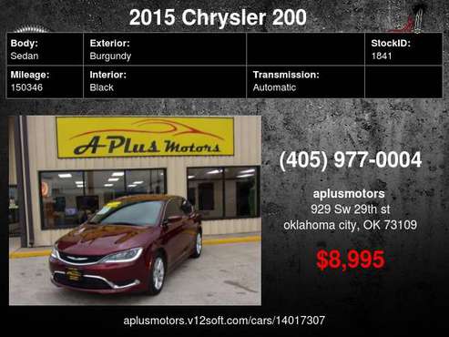 2015 Chrysler 200 Limited 4dr Sedan - - by dealer for sale in Oklahoma City, OK