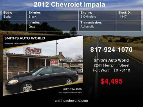 2012 Chevrolet Impala LT Fleet 4dr Sedan your job is your credit for sale in Fort Worth, TX