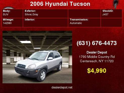 2006 Hyundai Tucson 4dr GLS 4WD 2.7L V6 Auto for sale in Centereach, NY