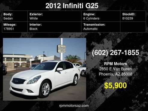 2012 INFINITI G25 Journey - cars & trucks - by dealer - vehicle... for sale in Phoenix, AZ