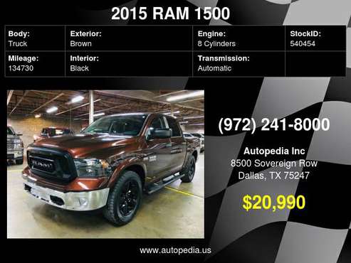 2015 Ram 1500 big horn 4WD Crew Cab 5.7 8cyl. Gasoline Your Trade... for sale in Dallas, TX