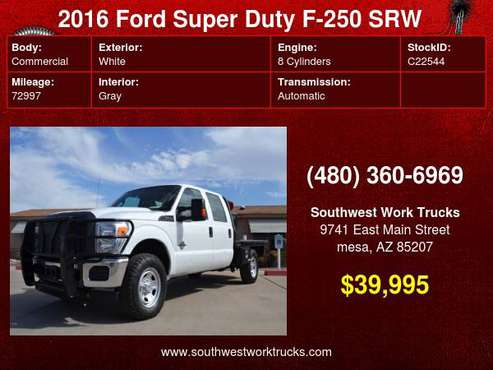 2016 Ford Super Duty F-250 SRW 4WD Crew Cab Flat Bed Work Truck for sale in mesa, NM