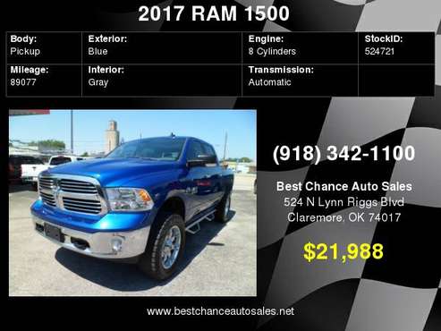 2017 Ram 1500 Big Horn Lifted 4x4 Crew Cab for sale in Claremore, OK