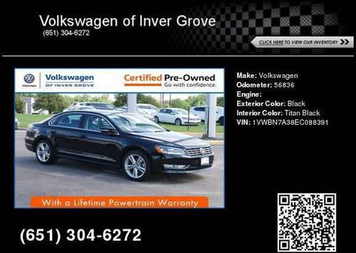 2014 Volkswagen Passat TDI SE w/Sunroof & Nav for sale in Inver Grove Heights, MN