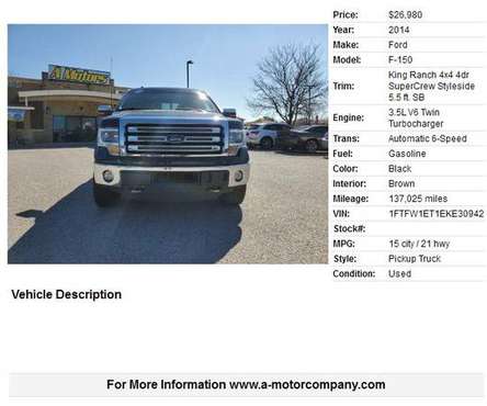 2014 Ford F-150 King Ranch - - by dealer - vehicle for sale in San Antonio, TX