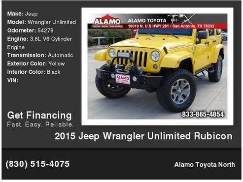2015 Jeep Wrangler Unlimited Rubicon for sale in San Antonio, TX