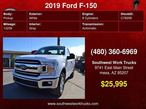 2019 Ford F-150 Regular Cab Long Bed Work Truck - cars & trucks - by... for sale in mesa, NM
