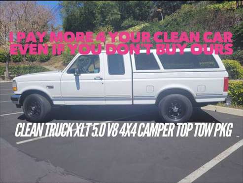 Clean 1995 Ford F150 XLT Ext Cab - 4x4 5 0L V8 Camper Top Tow Pkg for sale in Escondido, CA