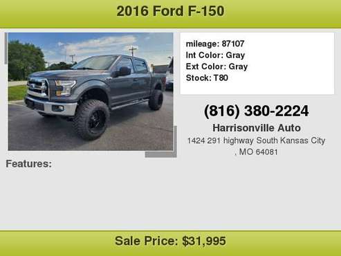 2016 Ford F150 4x4 lifted crew cab Awesome Rates for sale in South Kansas City, MO