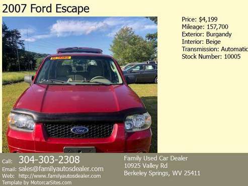 2008 FORD Escape Red - - by dealer - vehicle for sale in BERKELEY SPRINGS, WV