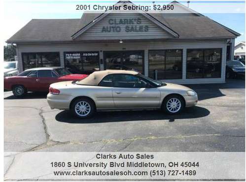 2001 Chrysler Sebring LXi convertible 80 k miles $2950 for sale in Middletown, OH