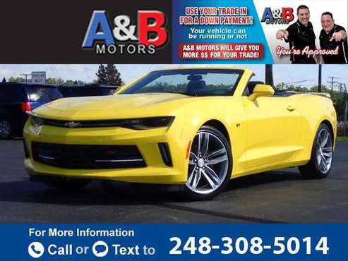 2018 Chevy Chevrolet Camaro LT Convertible Yellow - cars & trucks -... for sale in Waterford Township, MI