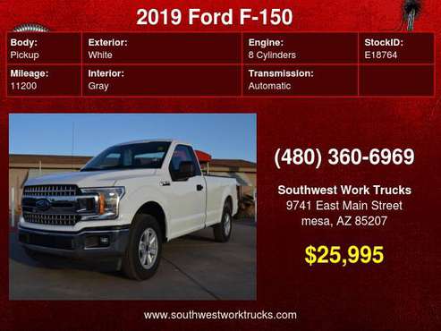 2019 Ford F-150 Regular Cab Long Bed Work Truck - cars & trucks - by... for sale in mesa, TX