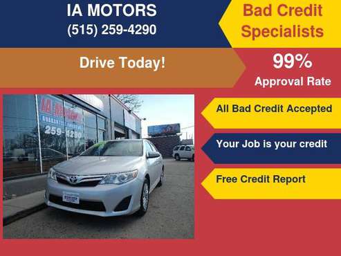 2012 TOYOTA CAMRY LE *FR $499 DOWN GUARANTEED FINANCE *EVERYONE IS... for sale in Des Moines, IA