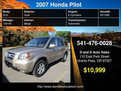 2007 Honda Pilot 4WD 4dr EX-L D AND D AUTO - - by for sale in Grants Pass, OR