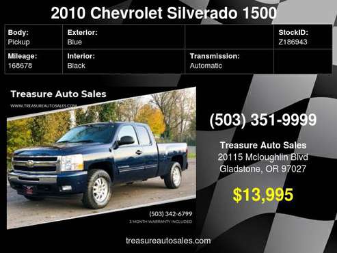 2010 Chevrolet Silverado 1500 LT 4x4 4dr Extended Cab , 2011 2012... for sale in Gladstone, OR